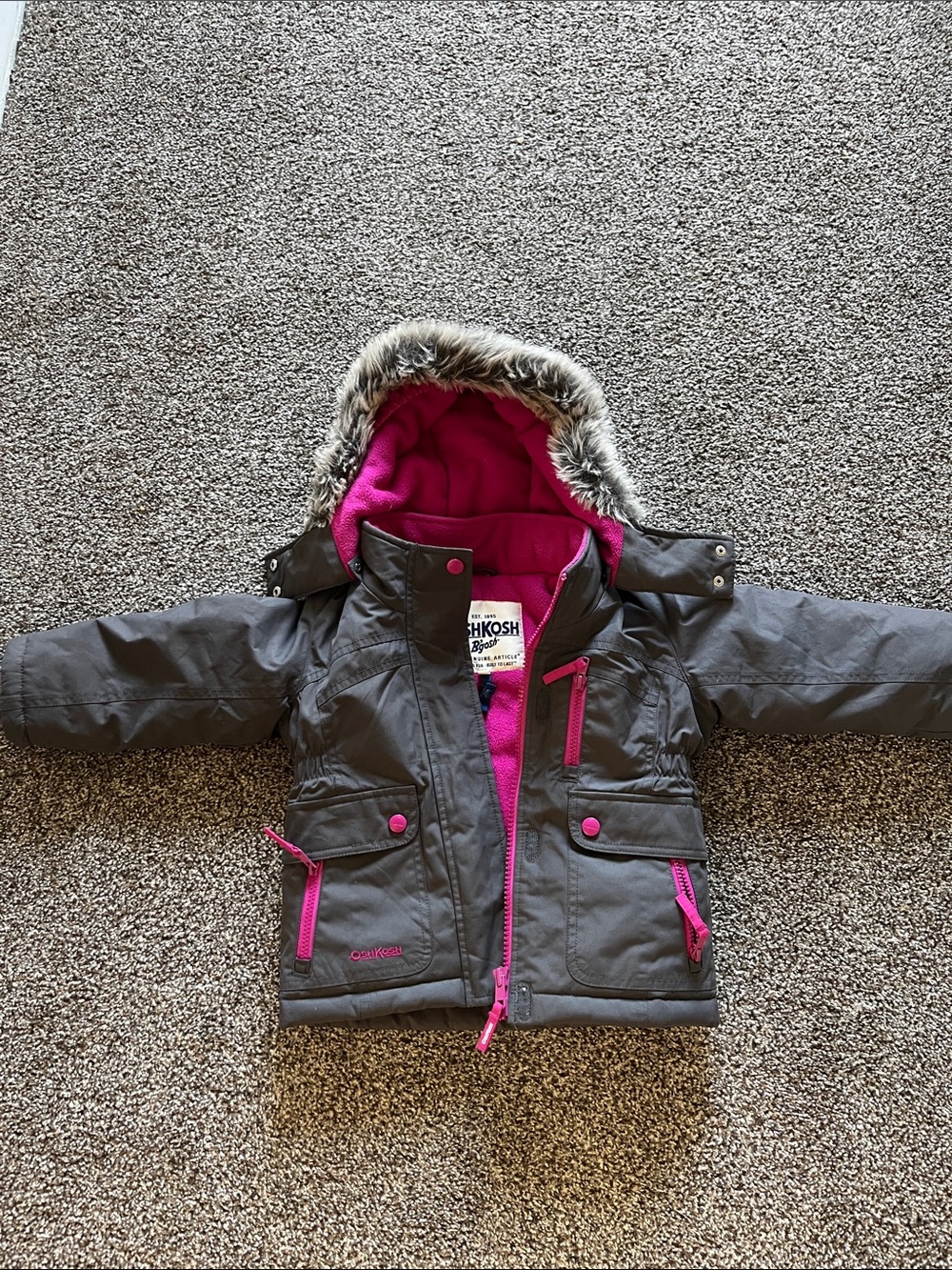 OshKosh B'gosh Kids Gray and Pink Winter Jacket